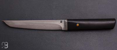    Couteau " Tanto "  de Jean Paul Sire - Ebène et lame forgée acier C130