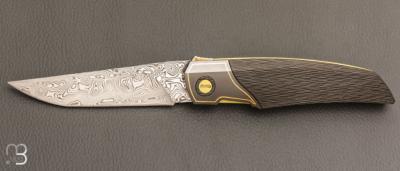   Couteau " Thorn TRS " de Carlos Queiros - Damasteel et Fibre de carbone / Zirconium