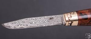 Couteau Tonneau par Jean Michel REMAUD - Palissandre du Honduras et lame damas