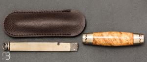 Couteau Tonneau par Jean Michel REMAUD - Loupe de robinier et lame damas