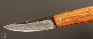   Couteau " XIII " par Martin CLAUDEL - Olivier et sandwich acier ancien et vieux fer feuilleté