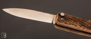 Couteau " automatique " vintage par Douris Chastel - Bois de cerf