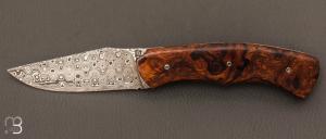   Couteau " custom " bois de fer d'Arizona et damas par Jol Grandjean