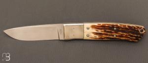  Couteau droit manche en cerf sambar par Jess Horn