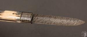   Couteau de collection par Gérard Doursin - Ivoire de mammouth et damas
