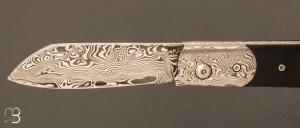   Couteau de collection artisanal à cran forcé de Stéphane Auberthié - FatCarbon et Damasteel