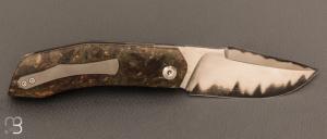 Couteau  "  Liner-Lock  " Old military micarta et Sandinox par Richard Soler