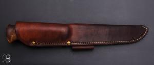  Couteau Custom Nordique de Laurent Juhel - Bouleau / bois d'élan et 80CrV2