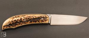   Couteau  " custom " pliant de David Lespect - Bois de cerf et RWL34