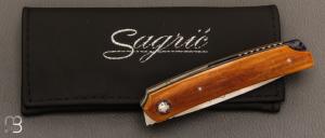    Couteau " custom " liner-lock de Stéphane Sagric - Micarta et lame en RWL-34