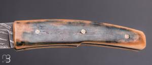     Couteau " custom " de Alain & Joris Chomilier - Ivoire de mammouth et damas inoxydable Vegas Forge