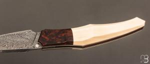   Couteau  "  custom " de Berthelemy Gabriel - La Forge Agab - Ivoire de mammouth et Damas