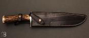 Couteau de chasse en bois de cerf et lame en 100C6 par Laurent Gaillard
