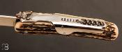Couteau de poche Navette 13,5 cm Bois de cerf 4 pièces par J.Mongin