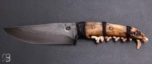  Couteau droit forgé par Pierre Henri Monnet - Mâchoire de coyote et 90McV8