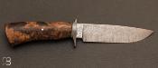 Couteau droit lame damas feuilleté et Noyer du Caucase par Anthony Brochier