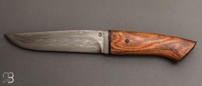    Couteau fixe par Jean Paul Sire - Bocotte et lame forgée acier damas multi barreaux