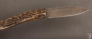 Couteau  "  le Névé " bois de cerf - Lame 14C28 par Tim Bernard