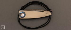 Couteau " custom" liner-lock de Marc Alfieri - Titane / Nacre et damas