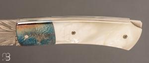   Couteau " lock back " par Eric Depeyre - Damas plume et nacre