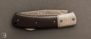    Couteau " lock-back " custom par David Breniere - ébène et damas