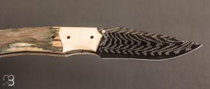 Couteau  "  custom " ivoire de mammouth et damas de Berthelemy Gabriel - La Forge Agab