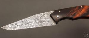  Couteau piémontais par Nicolas Mestrallet - Atelier du couteau de Vaunaveys - Acier damas et bois de fer