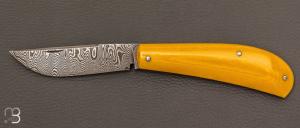 Couteau " slipjoint  " par Honoré Vilain - Micarta et damas 120 couches