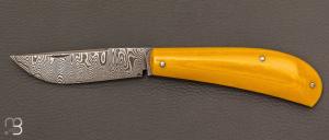 Couteau " slipjoint  " par Honor Vilain - Micarta et damas 120 couches