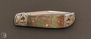  Couteau " slipjoint " custom par Tommy Overeynder - gravure de Tim Herman