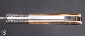  Couteau " trappeur " custom par Anthony Brochier - Mammouth et damas feuilleté