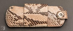 Etui L Gentleman fait main en cuir de python pour couteau pliant