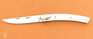 Couteau  " Le Thiers à secret "  ivoire de mammouth et RWL-34 de Robert Beillonnet