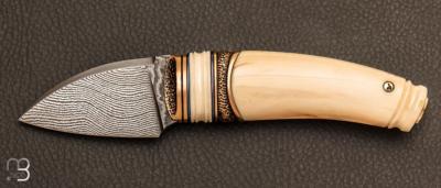 Couteau " Mini Grif' " de Benoit Maguin - Damas 180 couches et ivoire de phacochère