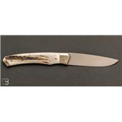 Couteau de poche Le 1820 en de bois de cerf et XC75 par Mathieu Herrero