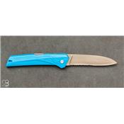 Couteau pliant Kiana bleu lame partiellement dentée