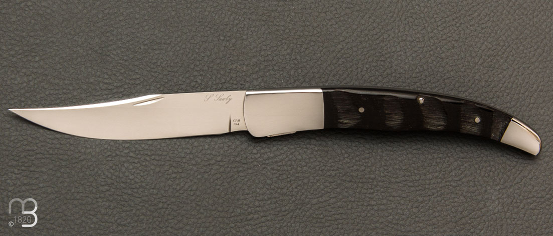 Couteau pliant Self-lock "Arkansas Toothpick" avec inserts en Kudu par Scott Sawby