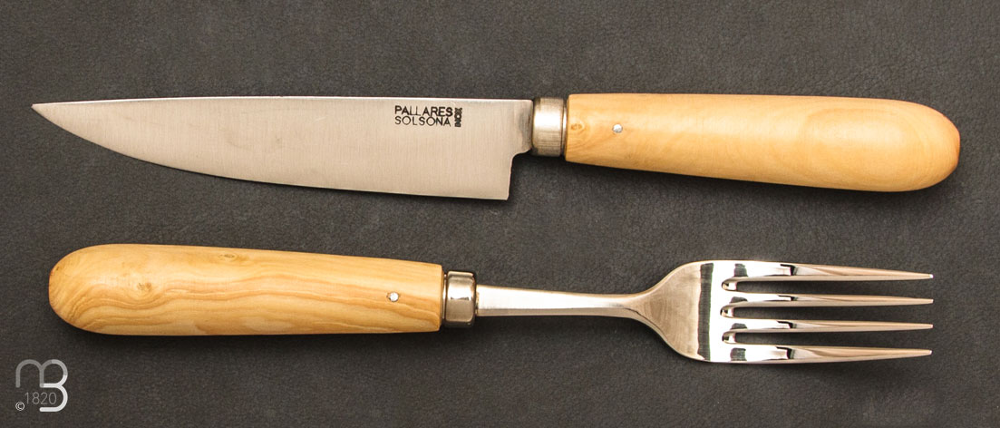 Couteau de table + fourchette Pallarès Solsona buis - 12 cm - INOX