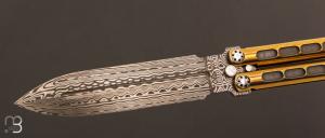  Balisong  " V " custom par Torpen Knives - Jérôme Hovaere - Titane et Damasteel