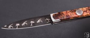    Couteau " Canif Mini " custom de Florent Dall'ava - érable sycomore et lame damas de Nicolas Mestrallet