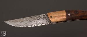    Couteau " 1515 " de poche par Manu Laplace - Bois de fer/Mokume et Damasteel
