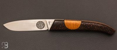 Couteau " Belief " custom par Pascale Sabaté - Palmier stabilisé et RWL-34
