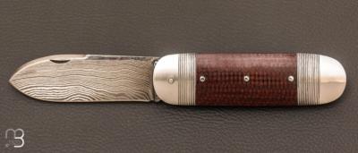 Couteau " Bouledogue " de collection par Benjamin Mittay - Micarta et lame damas