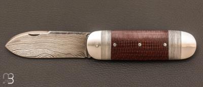  Couteau  "  Bouledogue " de collection par Benjamin Mittay - Micarta et lame damas