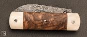 Couteau " Bull " custom noyer et elforyn / lame damas de David Margrita - Mbull Knives