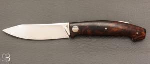    Couteau " Burpee " lock back custom par Frédéric Collin - Bois de fer et lame en RWL34