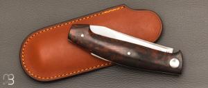    Couteau " Burpee " lock back custom par Frédéric Collin - Bois de fer et lame en RWL34