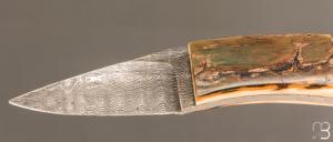   Couteau droit par Charles Roulin - Ivoire de mammouth et lame damas de Gérard Doursin
