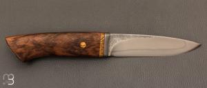  Couteau Droit forgé main par Jean Paul Sire - Noyer et lame acier C130