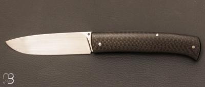 Couteau " Drop " slipjoint  custom fibre de carbone et RWL-34 par Raphaël Durand